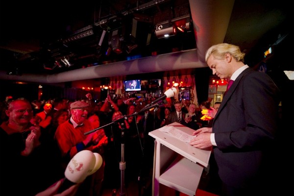 El líder del Partido para la Libertad (PVV), el populista y antimusulmán Geert Wilders, durante un mitin en Almere (Holanda).