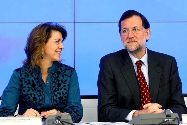 El líder del PP, Mariano Rajoy, y la secretaria general del partido, María Dolores de Cospedal, durante la reunión mensual del Comité Ejecutivo Nacional.