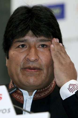 El presidente de Bolivia, Evo Morales, durante su intervención en el desayuno informativo que protagonizó en Madrid.