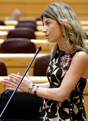 La ministra de Igualdad, Bibiana Aído, durante su intervención en la sesión de control al gobierno que ha tenido lugar en el Senado.