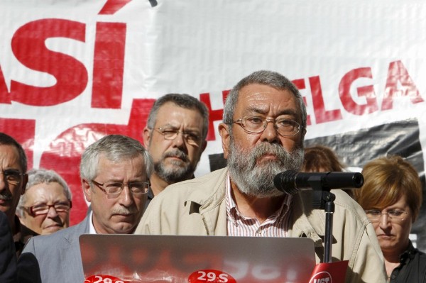 El secretario general de UGT, Cándido Méndez, durante su intervención.