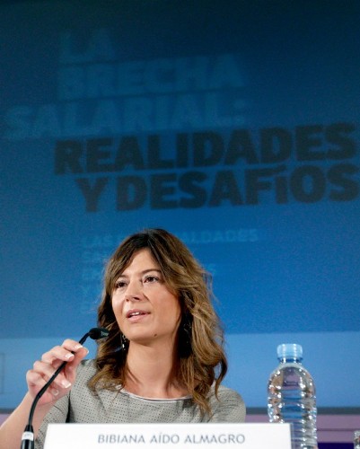 La ministra de Igualdad, Bibiana Aído, ha presentado hoy el estudio sobre desigualdades salariales entre mujeres y hombres en España, 