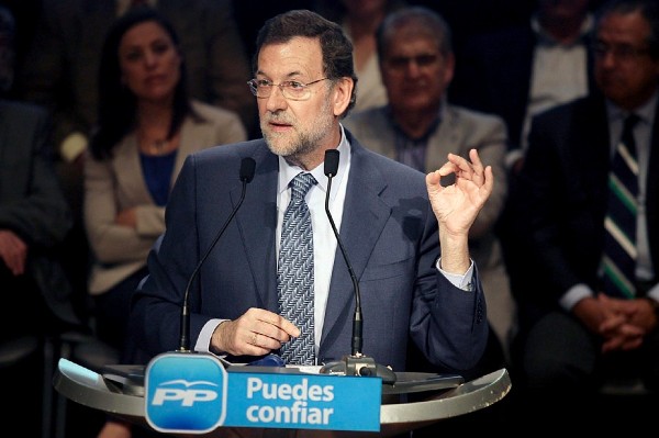 El presidente del Partido Popular (PP), Mariano Rajoy, durante su intervención en un acto con empresarios y trabajadores autónomos de Tenerife.
