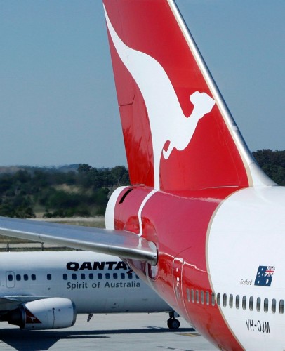 Un jumbo Boeing 747 de la aerolínea Qantas en el aperopuerto Tullamarine de Melbourne.