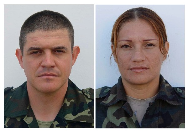 Combo de fotografías facilitadas por el Ministerio de Defensa del sargento Manuel Argudin Perrino y la soldado Niyireth Pineda Marín.