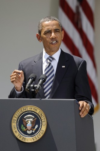 El presidente de los EE.UU., Barack Obama, pronuncia un discurso en la Casa Blanca, Washington D.C., el día 2 de agosto de 2011. La Cámara de Representantes de EE UU ha aprobado aumentar el techo de deuda para evitar la quiebra.