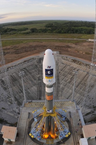 Imagen de la Agencia Espacial Europea (ESA)del cohete ruso en el Centro Espacial Europeo en Kurú (Guayana francesa).