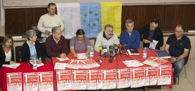 Representantes de los principales sindicatos canarios.