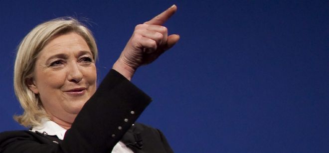 La líder del partido de ultraderecha Frente Nacional (FN), Marine Le Pen.
