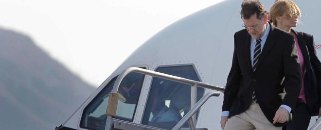 El presidente del gobierno español, Mariano Rajoy, a su llegada al aeropuerto internacional de Los Cabos, México.