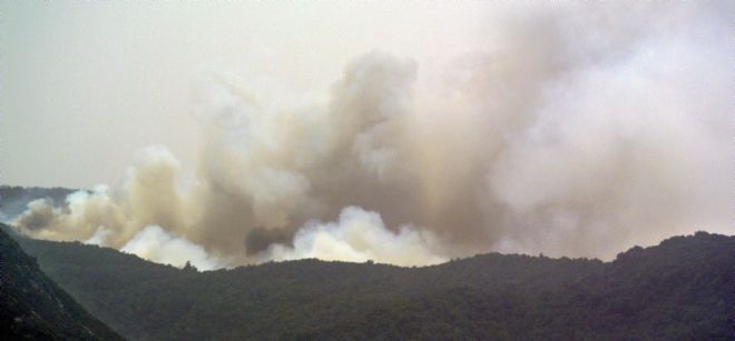 Vista del incendio forestal de la isla de La Gomera.