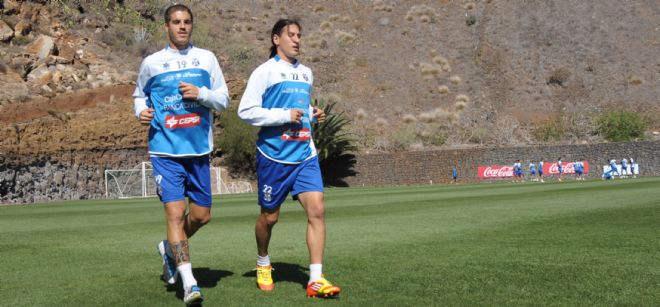 Medina y Llorente en un entrenamiento.