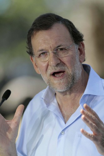 El presidente del Gobierno y líder del PP, Mariano Rajoy, durante un mitín en Galicia.