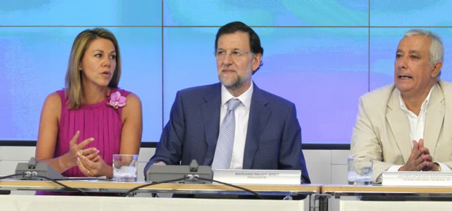 Maria Dolores de Cospedal, Mariano Rajoy y Javier Arenas.