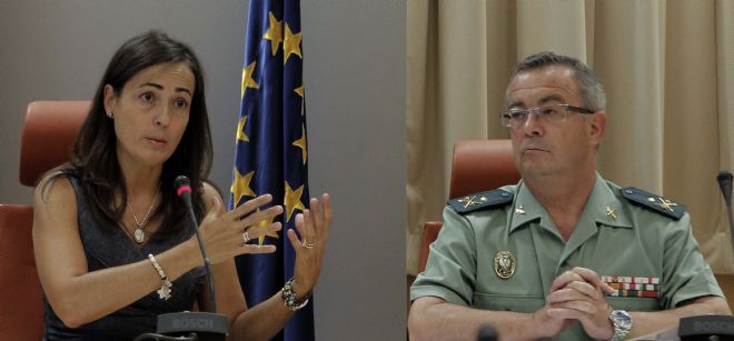 La directora general de Tráfico, María Seguí Gómez, junto al General Antonio Dichas, jefe de la Agrupación de Tráfico de la Guardia Civil.