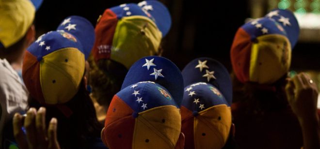 Seguidores del candidato presidencial de Venezuela, Henrique Capriles.