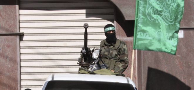 Militantes enmascarados de las brigadas de Ezzedine, el brazo armado de Hamás.