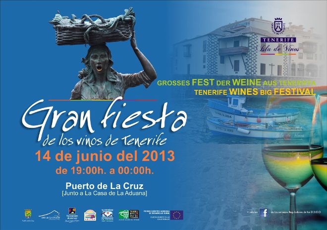 Cartel anunciador de la Gran Fiesta de los Vinos de Tenerife, en el Puerto de la Cruz.