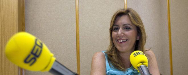 La consejera de Presidencia, Susana Díaz, hoy en la Cadena SER, donde concedió una entrevista.