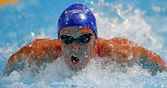 La nadadora de España Mireia Belmonte, durante la eliminatoria.