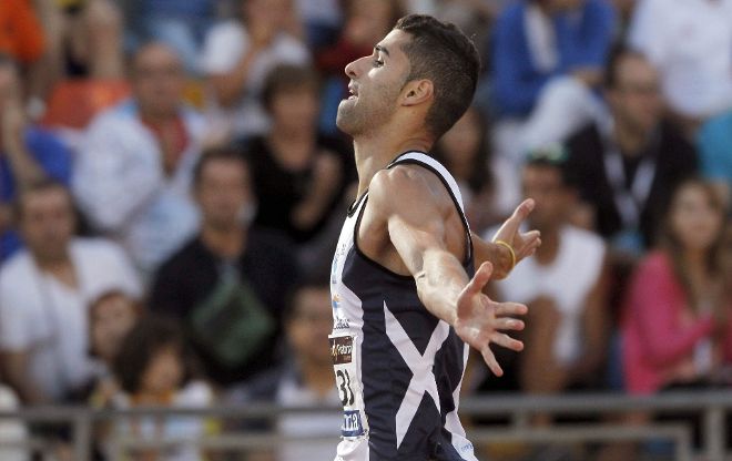 El atleta Samuel García se proclama vencedor en la final de 400 metros en el Campeonato Nacional Absoluto de Atletismo que se celebra esta tarde en el Polideportivo Municipal José Caballero de Alcobendas, Madrid.