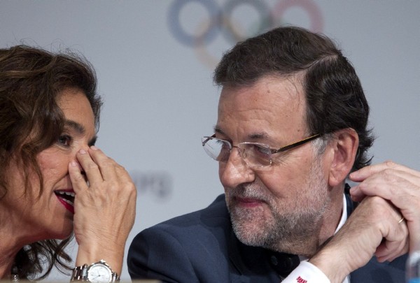 El presidente del Gobierno, Mariano Rajoy, y la alcaldesa de Madrid, Ana Botella, durante la rueda de prensa ofrecida tras la presentación de la candidatura de Madrid 2020 en la 125 sesión del Comité Olímpico Internacional (COI).