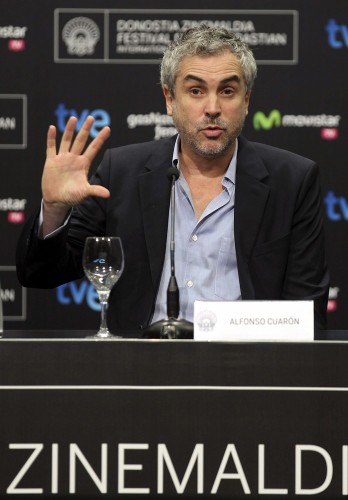 El realizador, Alfonso Cuarón, en un momento de la conferencia de prensa posterior a la proyección de su película 