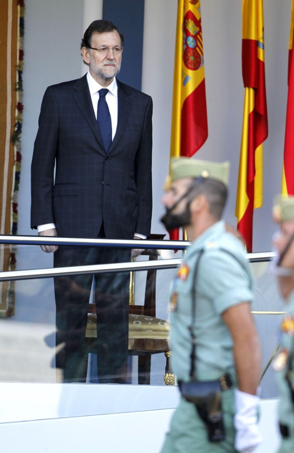 El presidente del Gobierno, Mariano Rajoy, durante el desfile del Día de la Fiesta Nacional.