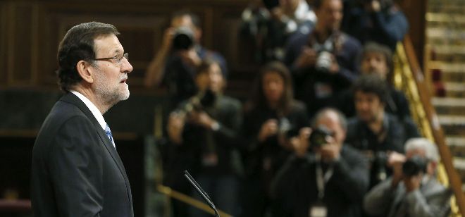 El presidente del Gobierno, Mariano Rajoy, durante su comparecencia ante el pleno del Congreso.