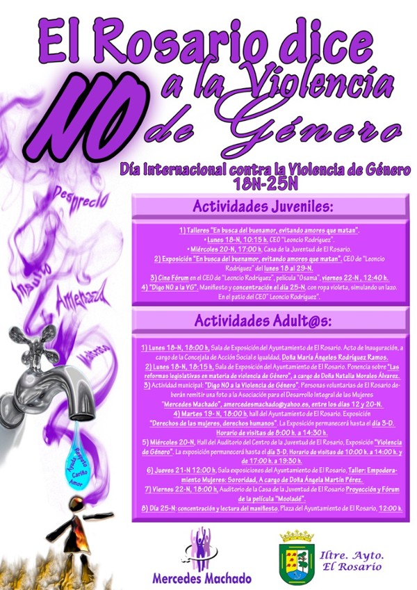 Cartel de las actividades contra la violencia de género en El Rosario.