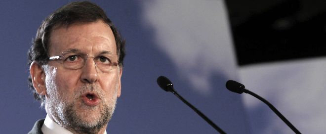 El presidente del Gobierno y líder del PP, Mariano Rajoy, durante su intervención en la clausura, hoy en Barcelona, de la convención del PPC 