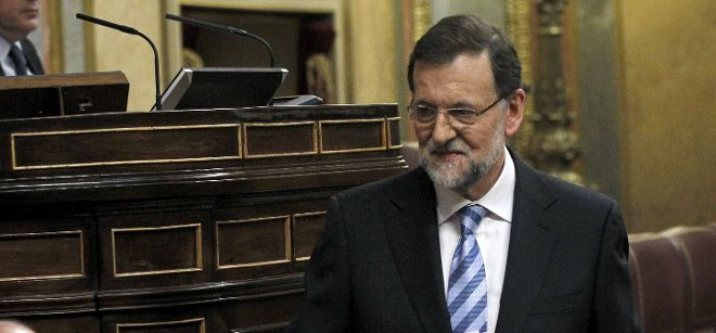 El presidente del Gobierno, Mariano Rajoy, tras su intervención inicial en el debate sobre el estado de la nación que tiene lugar en el Congreso.