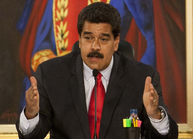 El presidente venezolano, Nicolás Maduro, habla durante un acto en el Palacio de Miraflores de Caracas (Venezuela). 