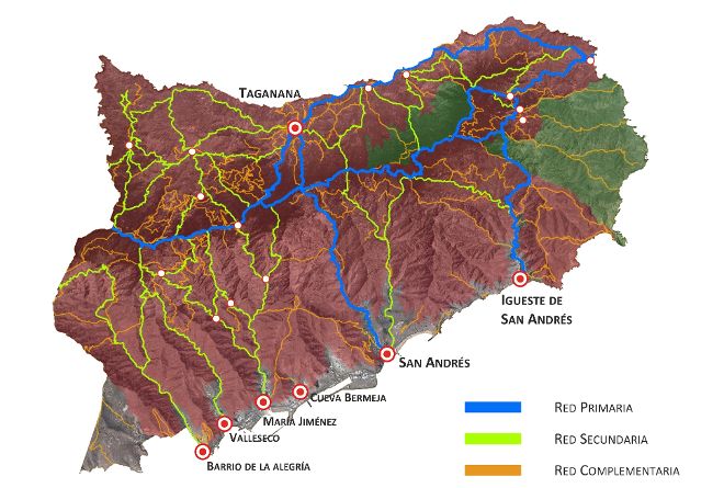 Mapa de los senderos de Anaga.