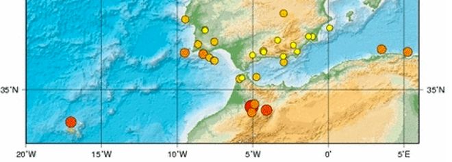 Mapa del IGN con los últimos sismos detectados..