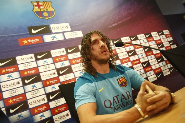 El capitán del Barcelona, Carles Puyol, en rueda de prensa 