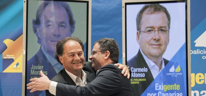 Los candidatos de CC a las elecciones europeas, Javier Morales (i) y Carmelo Afonso (d).