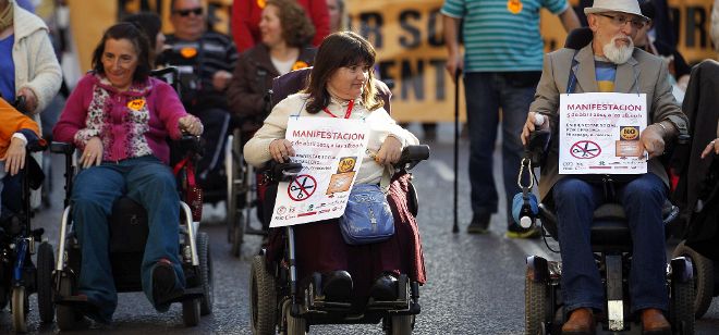 Imagen de archivo de una manifestación convocada por la Coordinadora de Discapacidad y Dependencia en Valencia.
