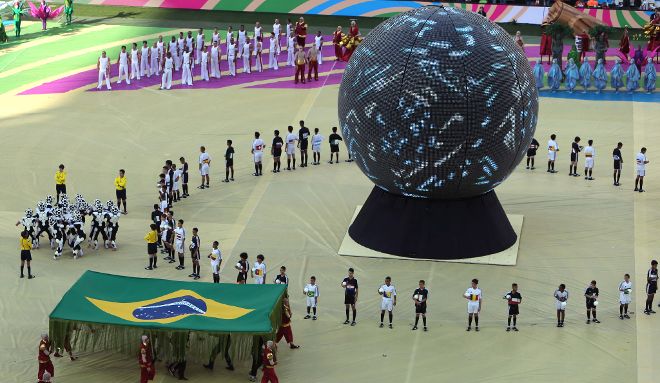 Un momento de la gala de inauguración del Mundial de Fútbol de Brasil 2014.