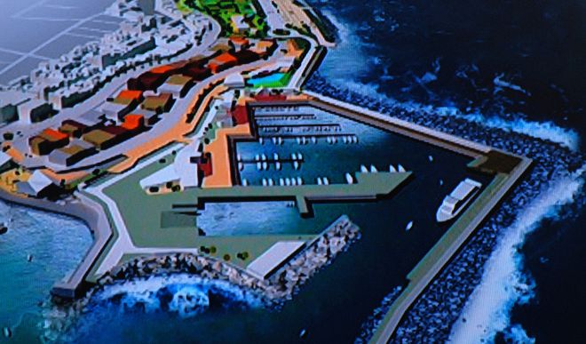 Infografía de la primera fase del puerto y el parque marítimo.
