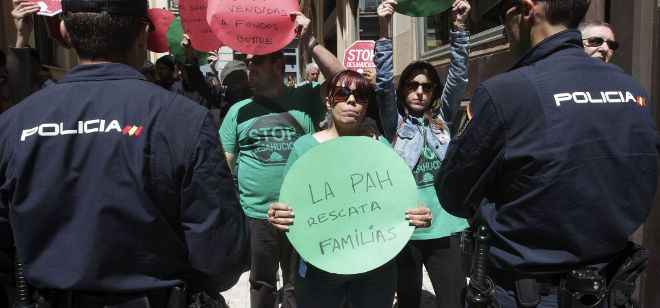 Manifestantes de la Plataforma de Afectados por la Hipoteca (PAH).