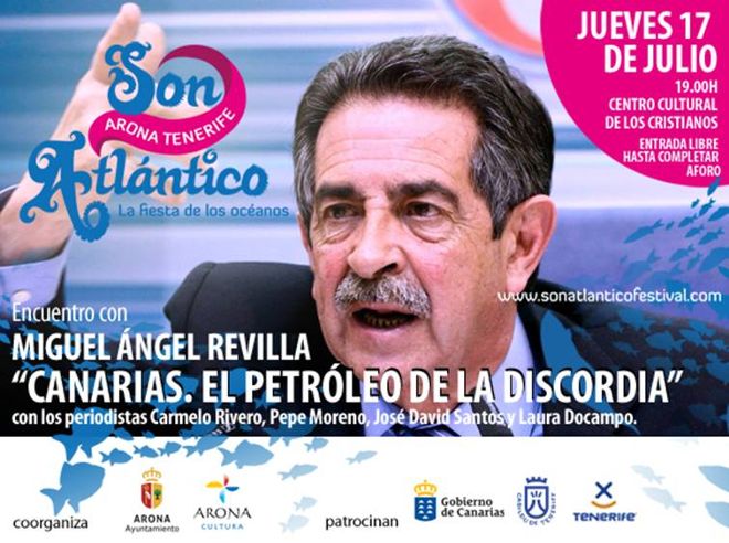 Cartel anunciador del debate con Miguel A. Revilla.