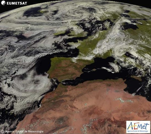 Imagen tomada por el satélite Meteosat para la Agencia Estatal de Meteorología (Aemet).