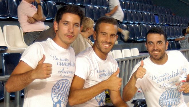 Tres de los jugadores del Uruguay.