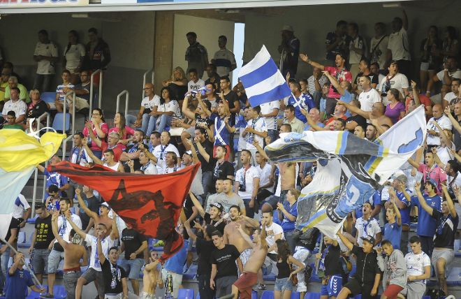 Los seguidores del Tenerife en el partido de ayer.
