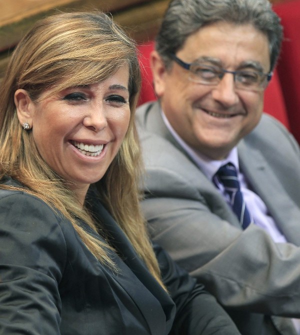 La presidenta del PPC, Alicia Sánchez-Camacho, acompañada de su compañero, Josep Enric Millo.