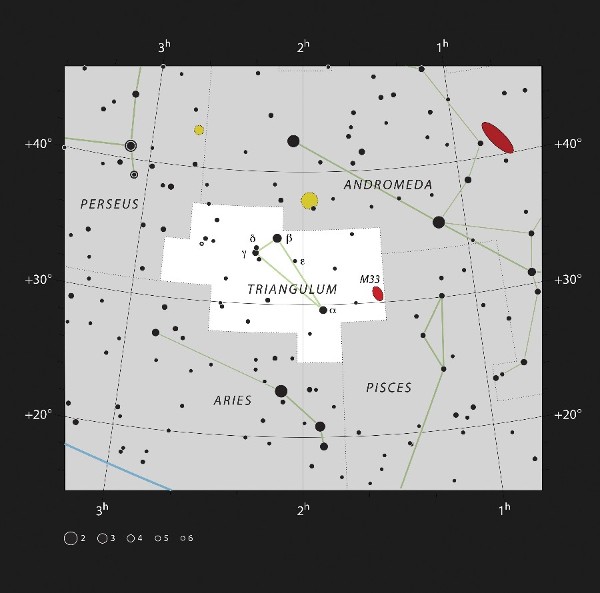 Mapa facilitado por el Observatorio Austral Europeo (ESO) que ha logrado una de las imágenes más detalladas hasta la fecha de la Messier 33, la segunda gran galaxia más cercana a la Vía Láctea. 