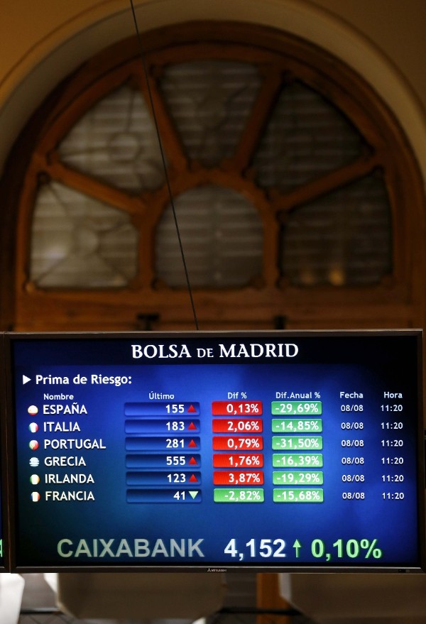 Pantalla informativa en la Bolsa de Madrid. 
