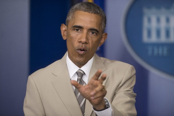 El presidente de EE.UU., Barack Obama, ofrece una declaración en la sala de prensa de la Casa Blanca el jueves 28 de agosto de 2014, en Washington.