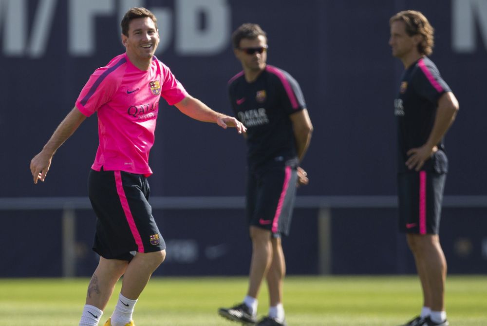 El argentino Lionel Messi, durante el entrenamiento.